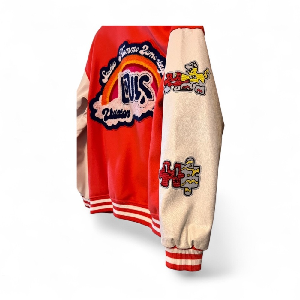 Fabulous Orange Varsity Jacket with with Colorful Detail - Picture 5 of 5